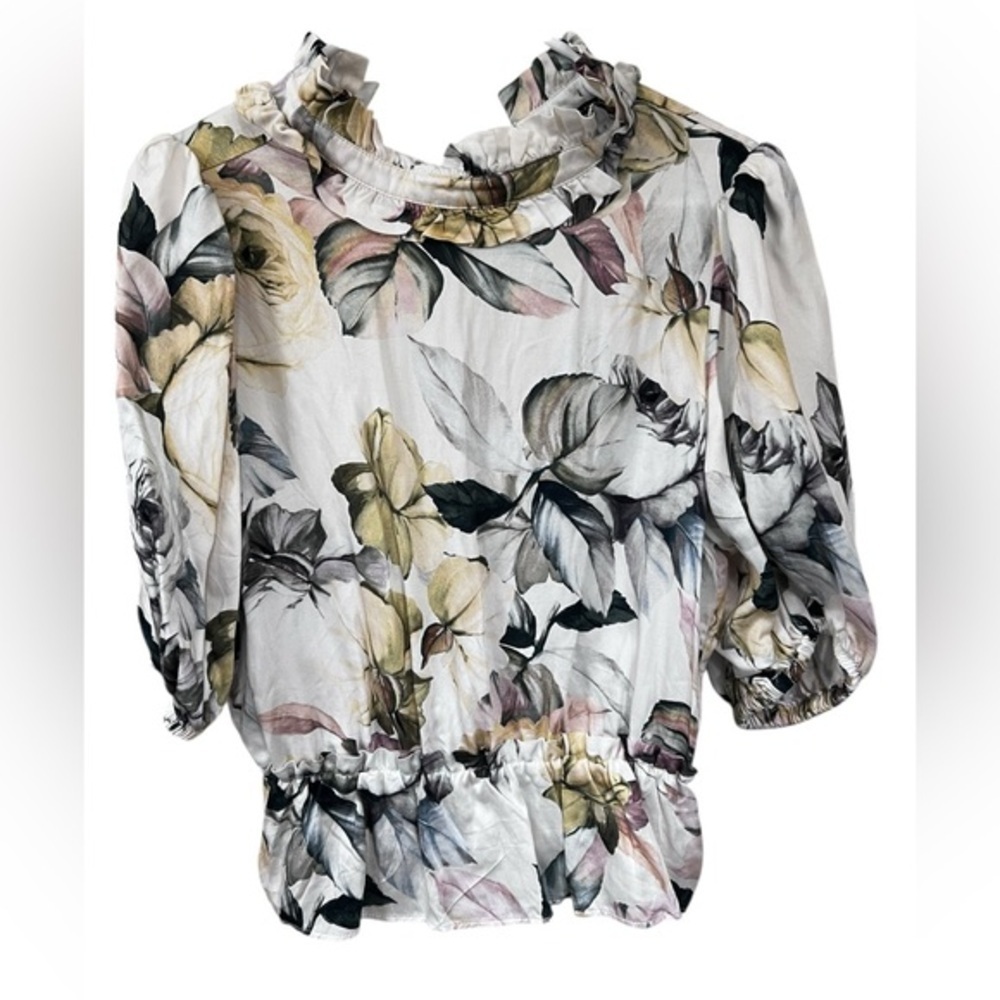 T Tahari Floral Print Blouse